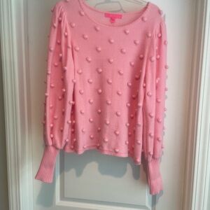 EUC Lilly Pulitzer Pink Pom-Pom Sweater, L